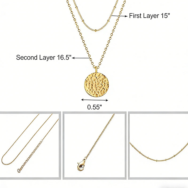 Luxury Gold Layered Choker Necklace Bar Coin Pendant Set