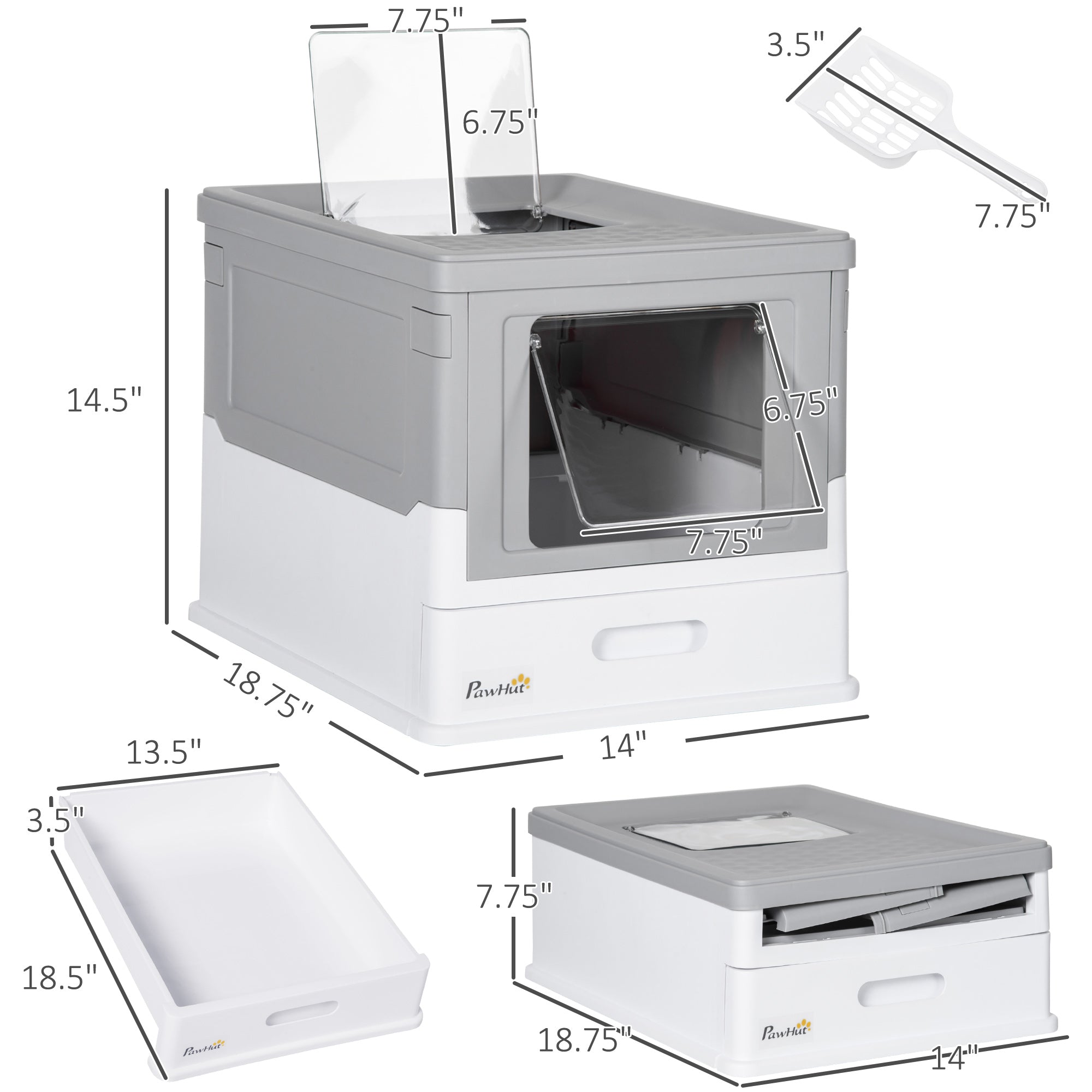 Premium Enclosed Cat Litter Box Front Entry Top Exit Design