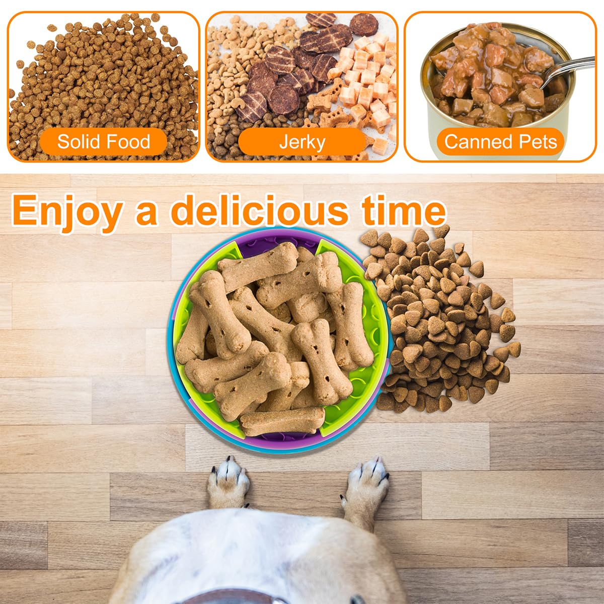 3 in 1 Slow Feeder Dog Bowl with Lick Mat Interactive Puzzle