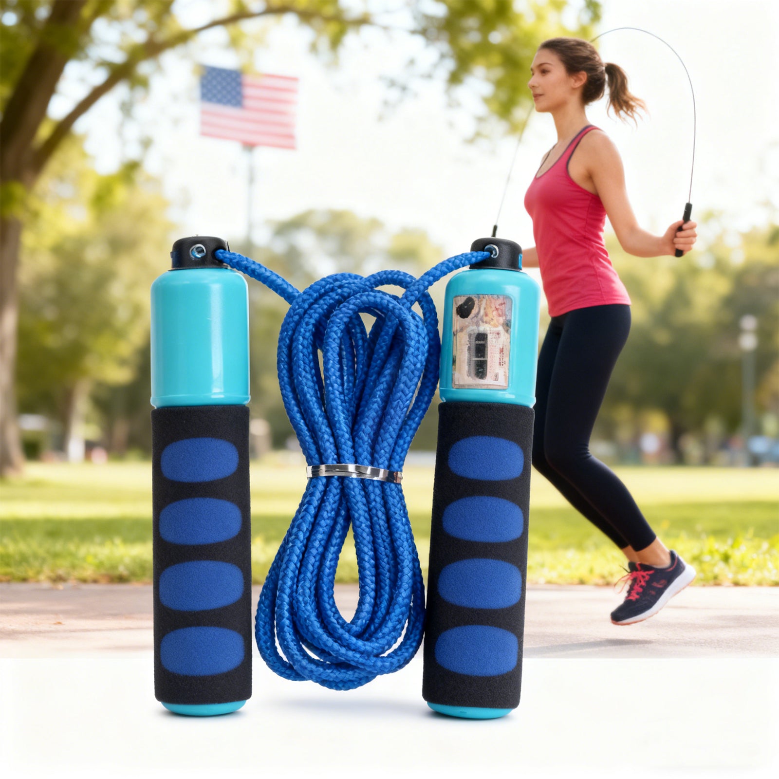 Skipping Adjustable Fitness Jump Rope with Digital Counter for Cardio Workout