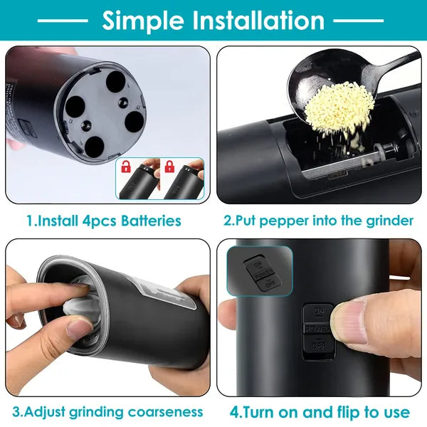 Electric Salt and Pepper Grinder Gravity Sensor Adjustable Mill