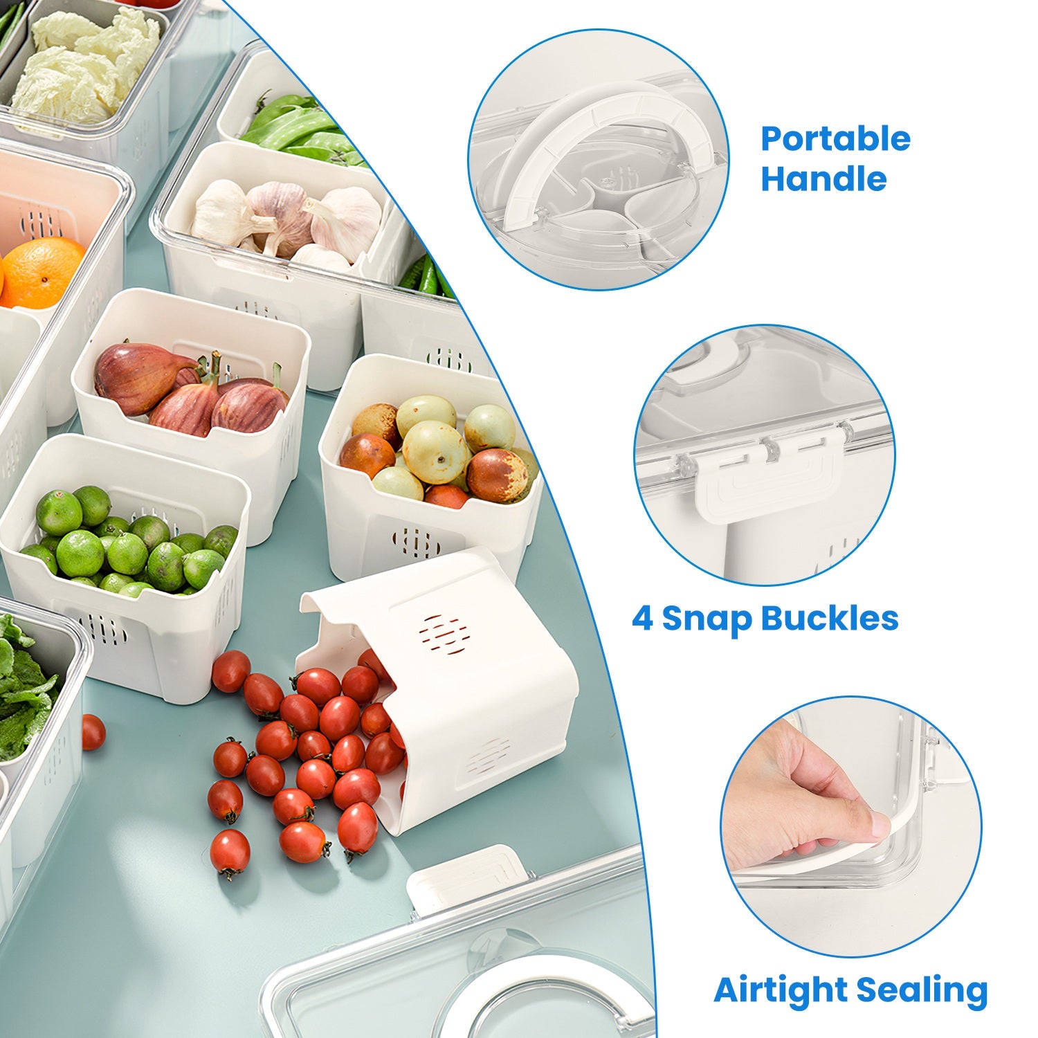 2-Pack Airtight Fruit and Vegetable Storage Containers