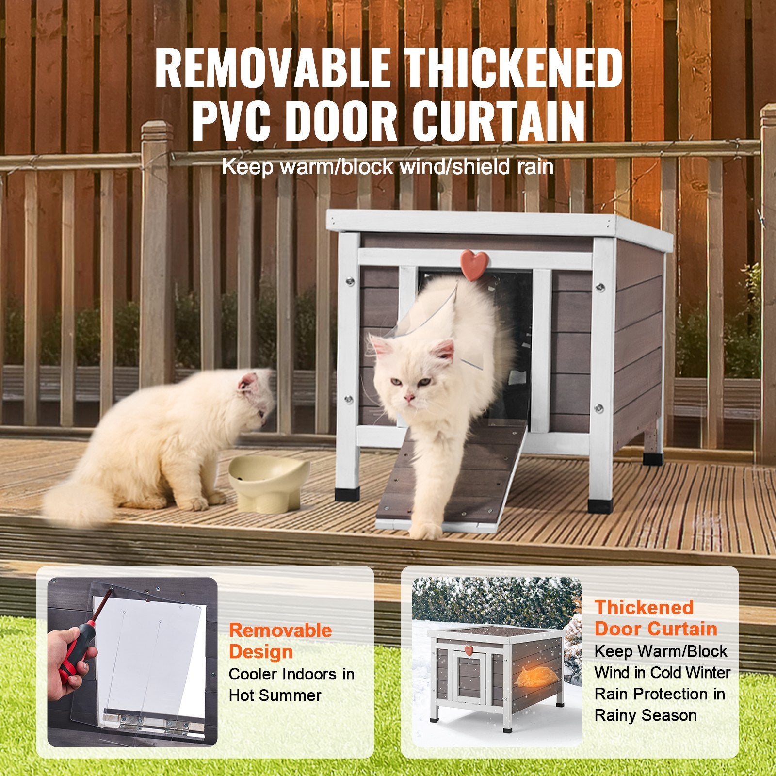 Durable Weatherproof Outdoor Cat Shelter with PVC Door Flaps