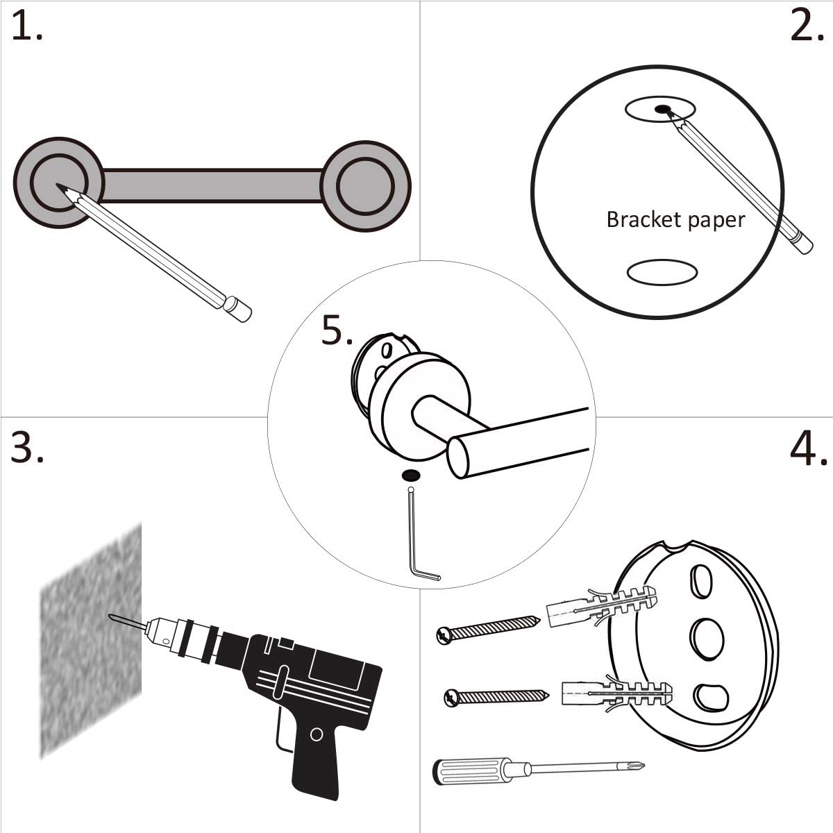 3PCS Bathroom Towel Rack Set Stainless Steel Wall Mount