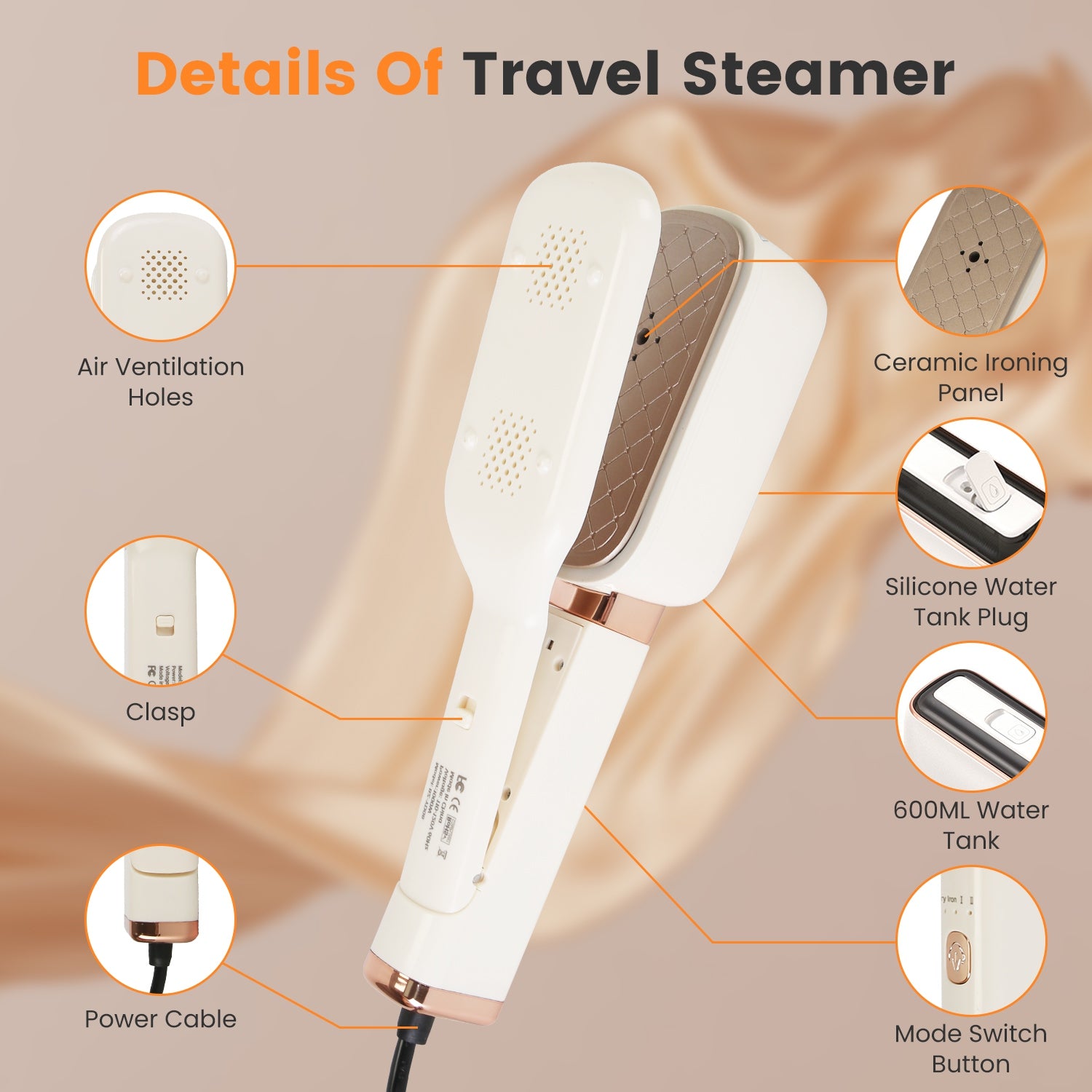Powerful 3 in 1 Steam Iron Portable Travel Garment Steamer