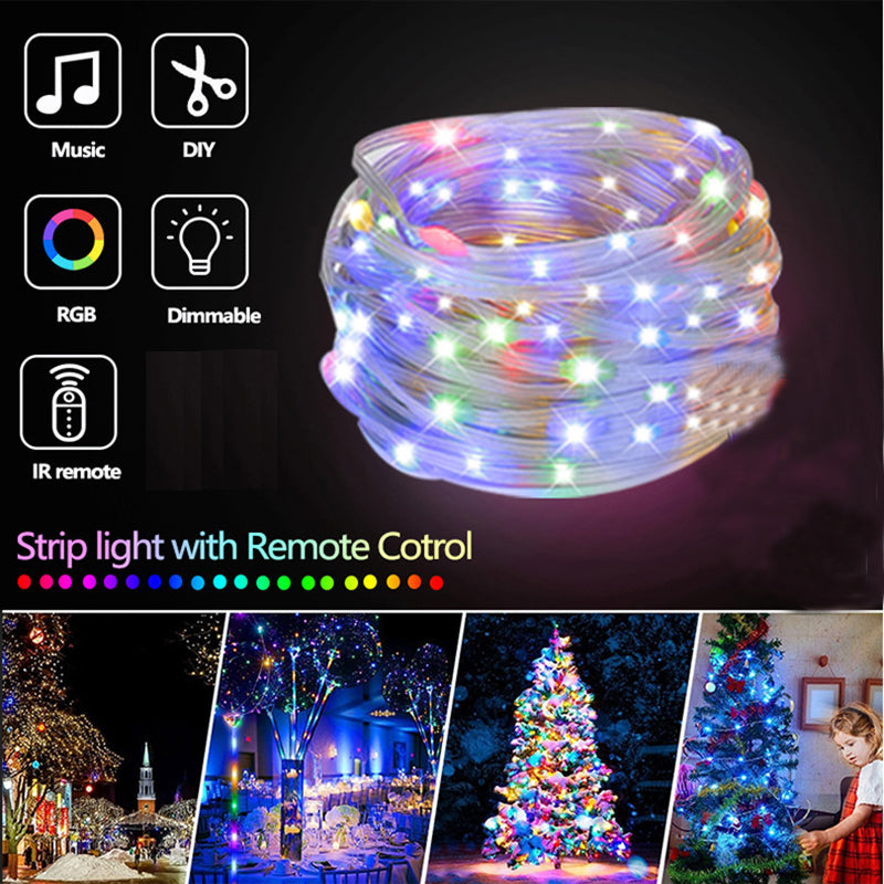 RGB LED Rope Lights Remote Control Outdoor Fairy String Lights