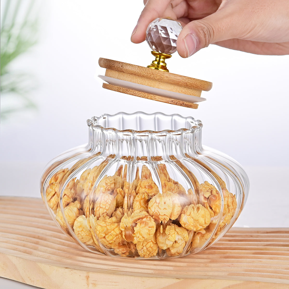 Borosilicate Glass Stripe Sealed Jar Coffee Storage Container
