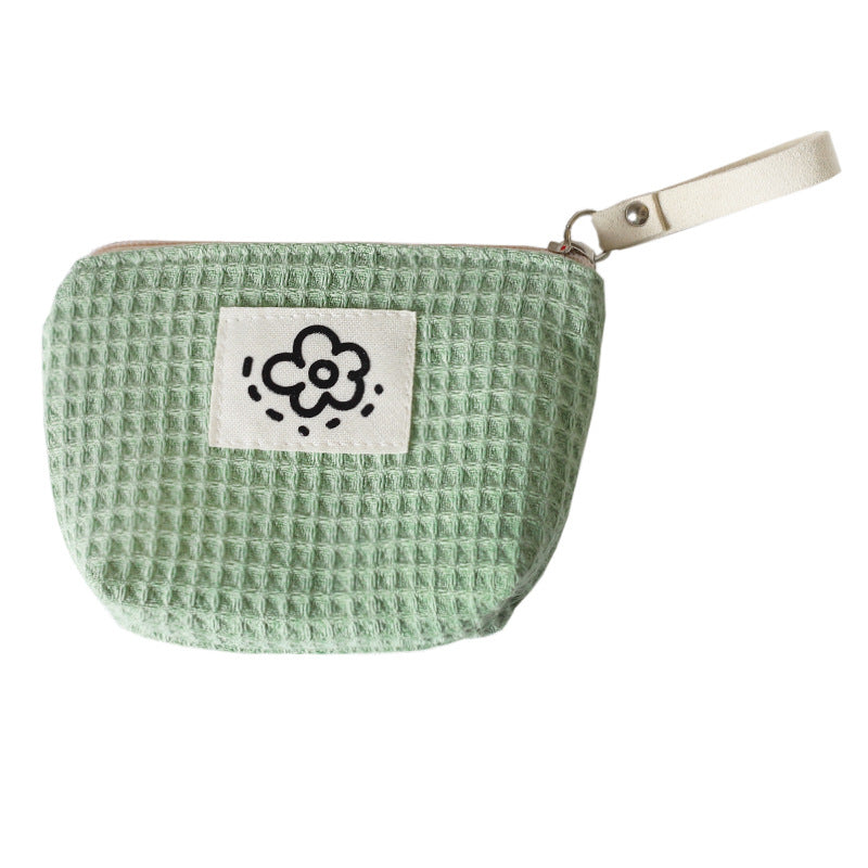 Women Cute Simple Waffle Storage Bag Cosmetic Organizer Pouch for Daily Use
