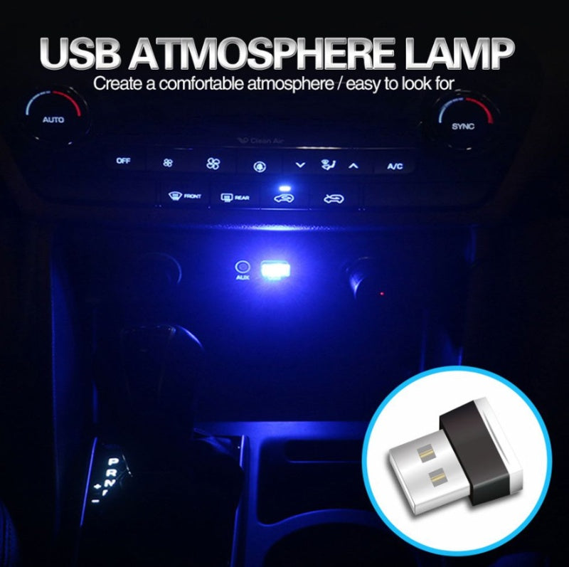 Bright Mini USB LED Car Interior Lights Blue Ambient Neon