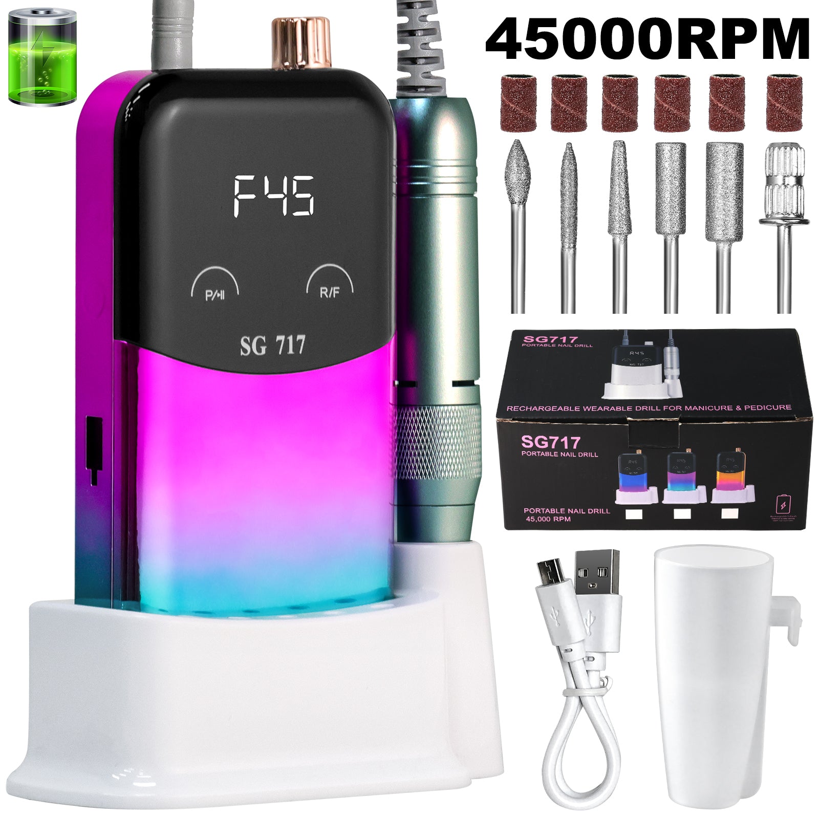45000RPM Gradient Rechargeable Nail Drill