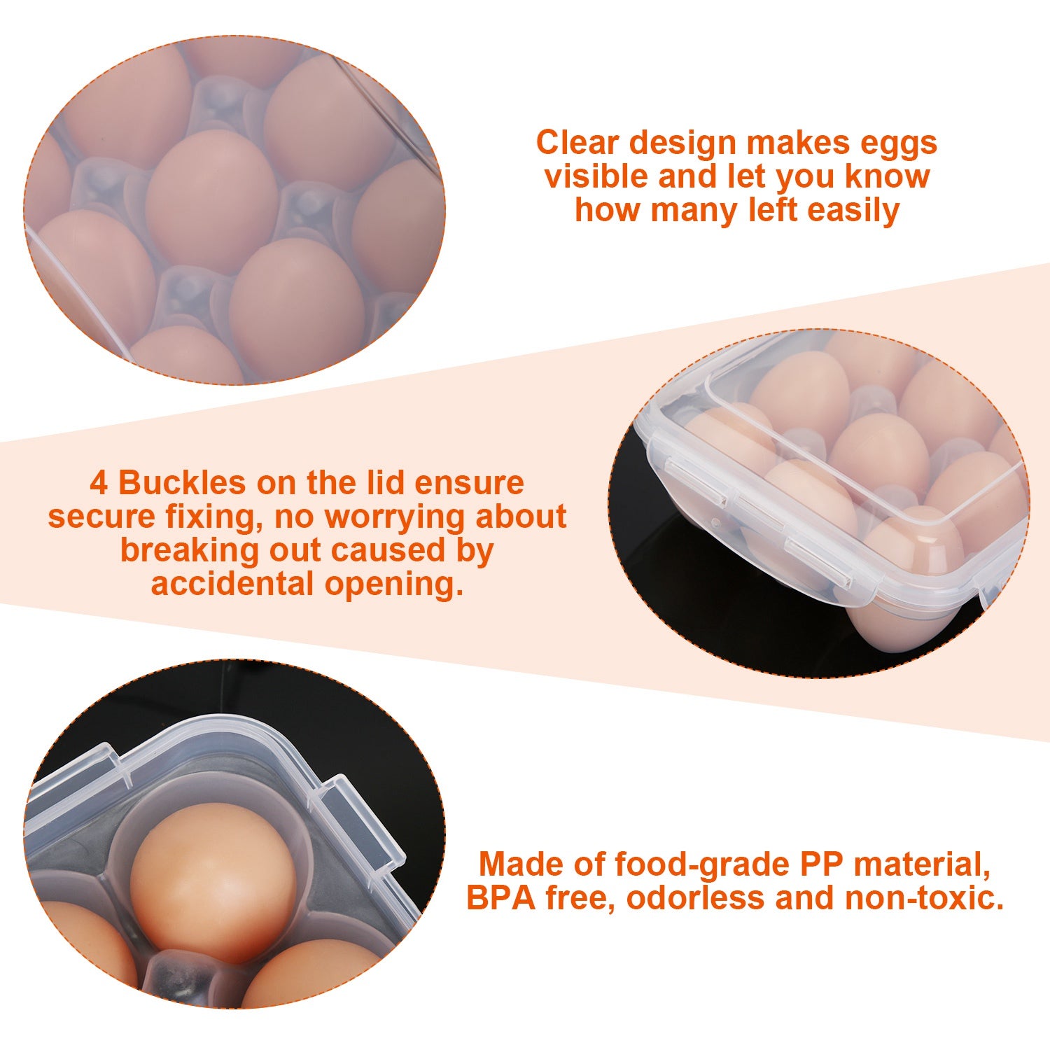 2Pcs Stackable Plastic Egg Holder for Refrigerator