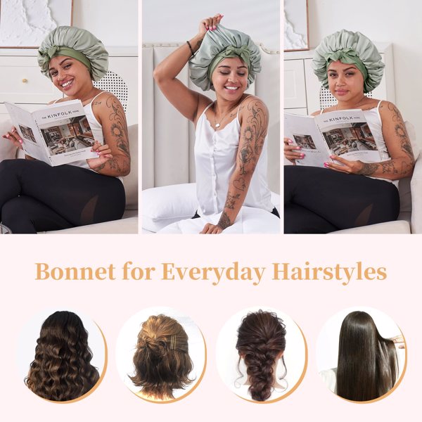 Luxury Satin Hair Bonnet for All Hair Types Anti-Frizz Care