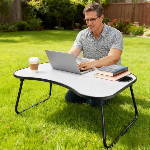 Premium Foldable Laptop Desk with Cup Holder for Home & Travel