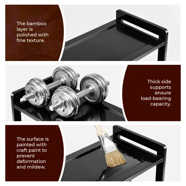 6 Layer Bamboo Shoe Rack Black 68x25x89cm Storage Shelf
