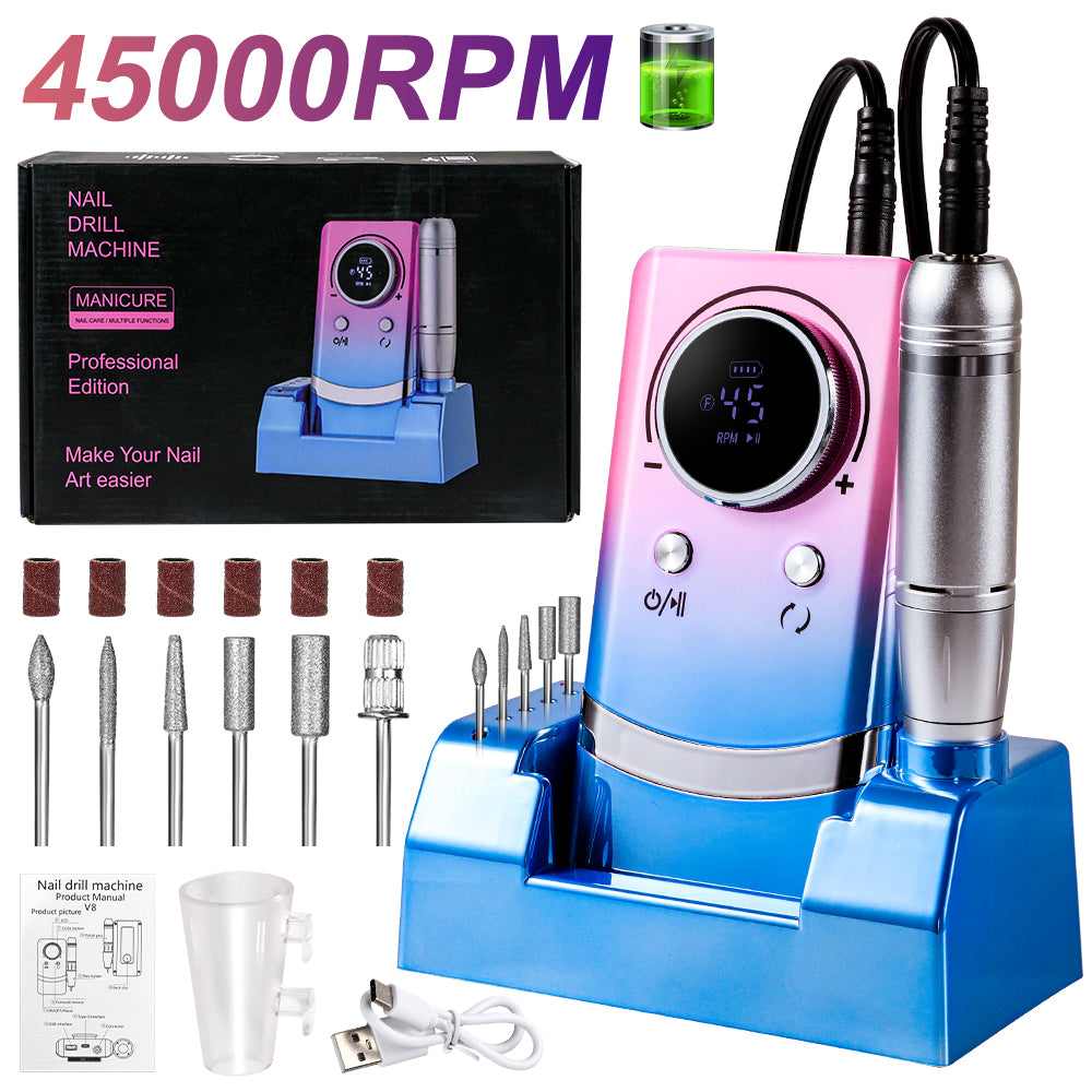 45000RPM Professional Rechargeable Nail Drill Kit