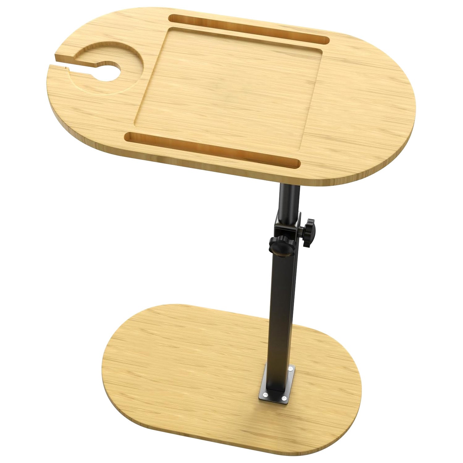 C-Shaped Bathtub Tray Table Adjustable Bamboo Bath Caddy