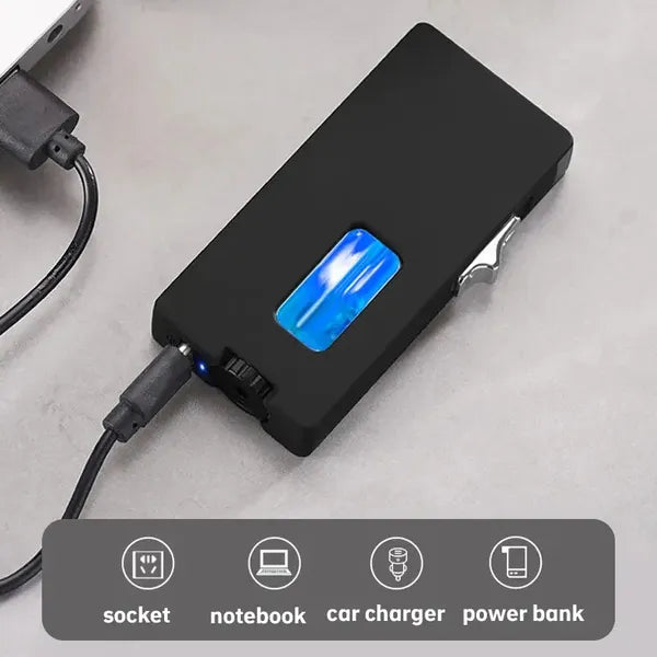 Premium Dual Flame Lighter Windproof Jet Blue Flame Metal Body