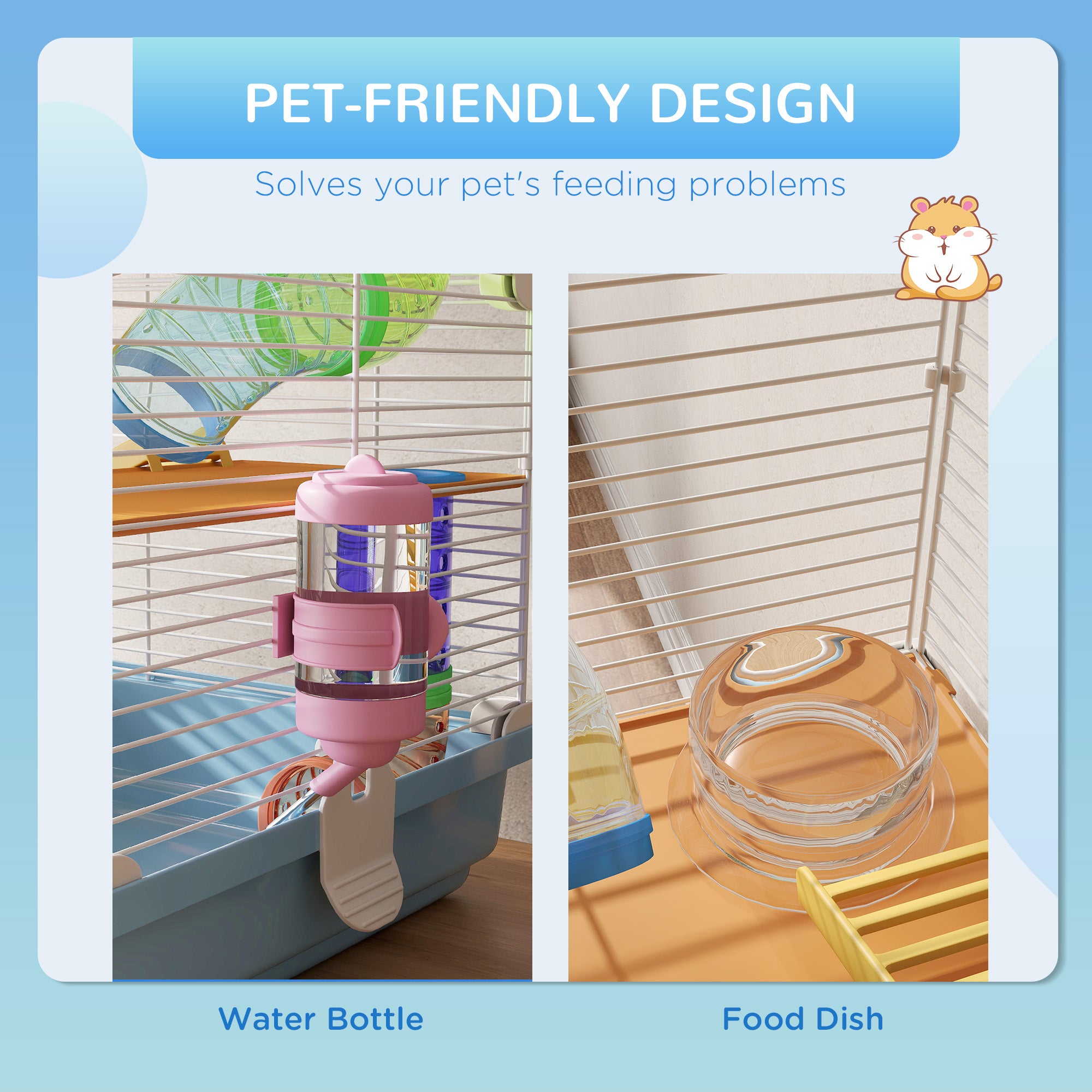 Premium 5 Tier Hamster Cage Portable Carrier with Wheel Tube