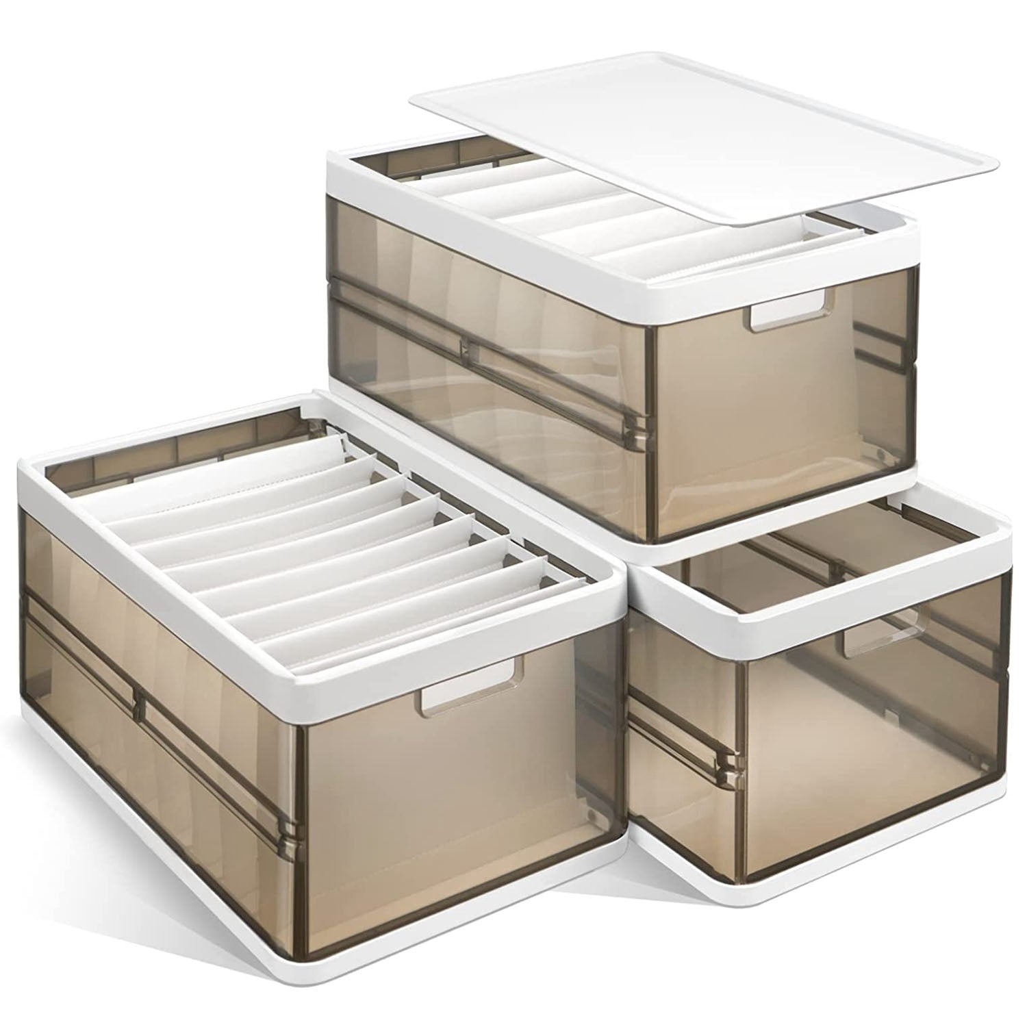3 Pack Foldable Storage Bin Stackable Closet Organizer Box