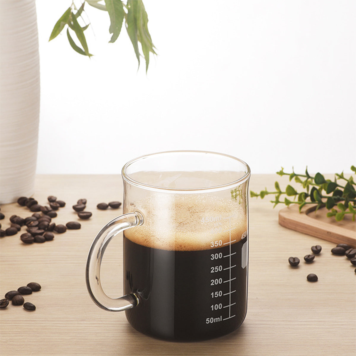 High Borosilicate Glass Coffee Cup with Scale Markings