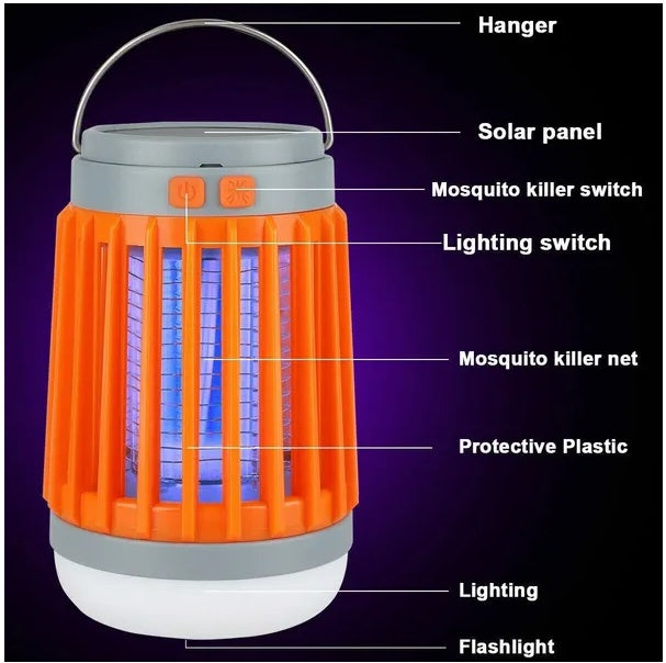 Solar USB Mosquito Killer Lamp LED Bug Zapper Outdoor Light