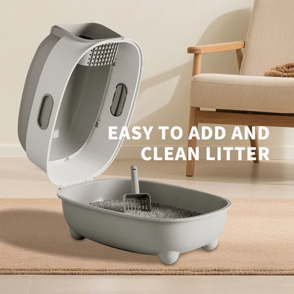 High-Capacity Enclosed Cat Litter Box – Odor Control Scratch-Resistant Cat Toilet