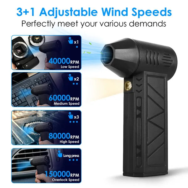 150000RPM Cordless Compressed Air Duster LED Keyboard Cleaner Tool