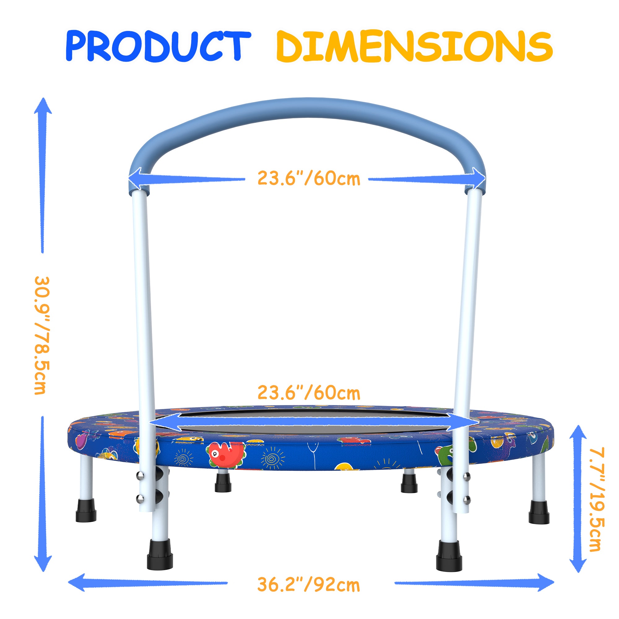 36-Inch Mini Trampoline for Kids with Handle