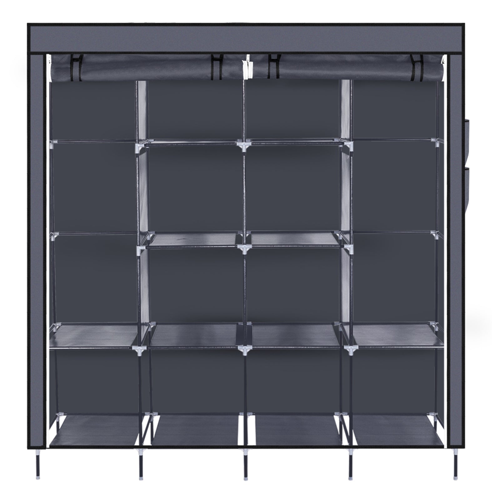 Large Portable Wardrobe Closet with 12 Shelves & Side Pockets