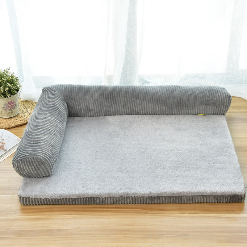 Corduroy Pet Dog Bed Soft Washable Sofa Bed Non Slip Bottom