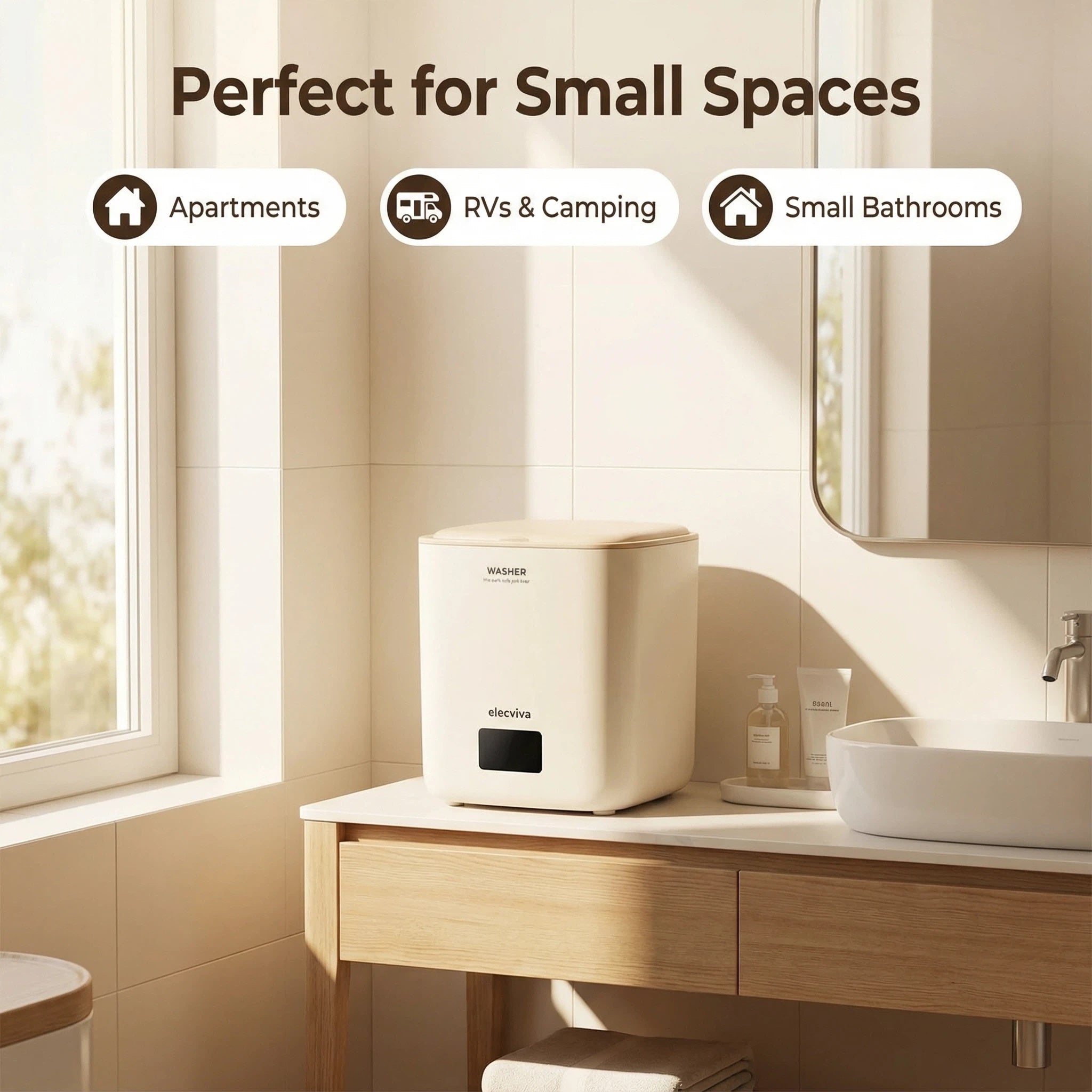 Smart Mini Washing Machine with Dryer Compact Portable Washer