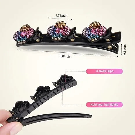 Luxury Crystal Clover Hair Clip Rhinestone Braided Barrette