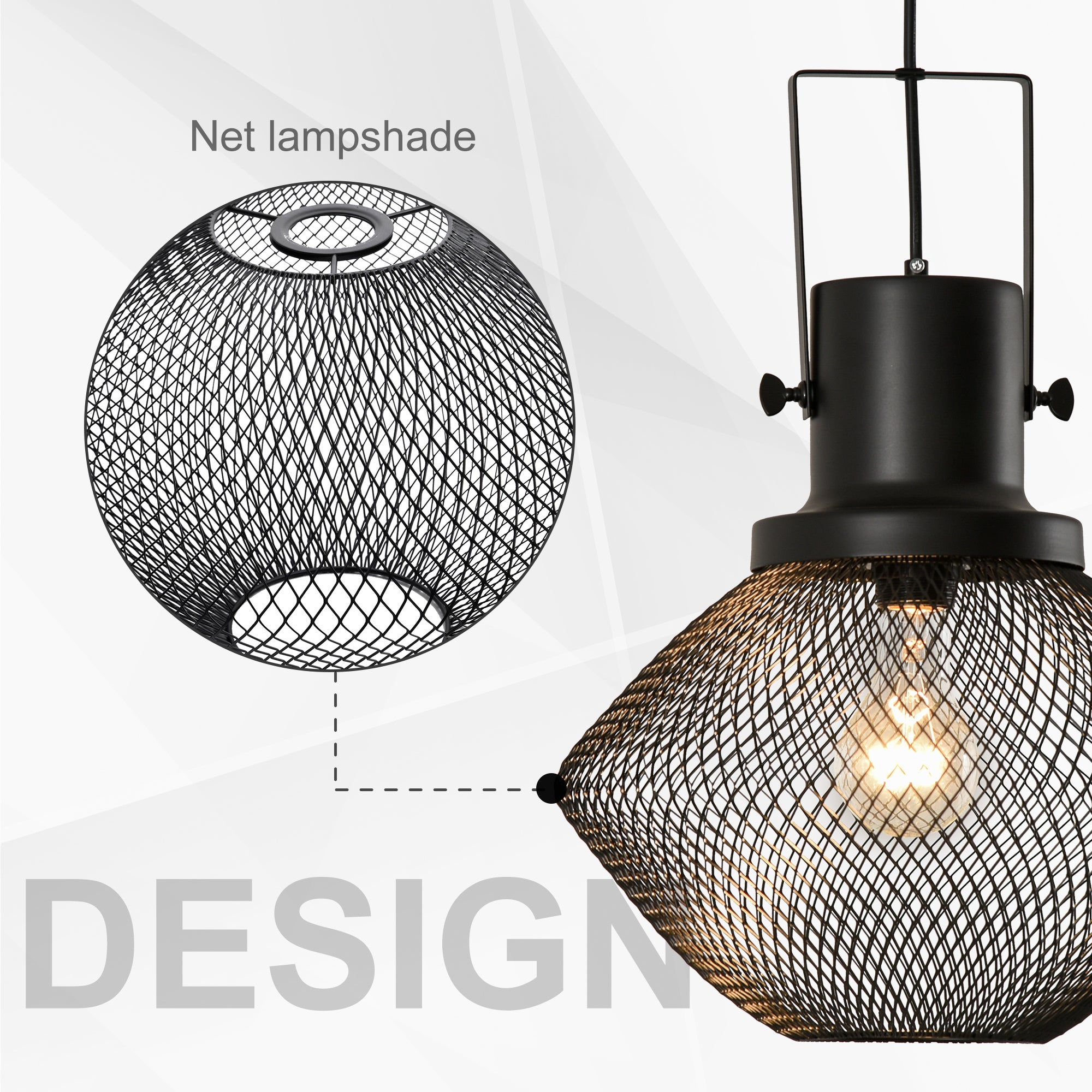 Industrial Pendant Light Fixture Adjustable Chain Black Steel Ceiling Lamp