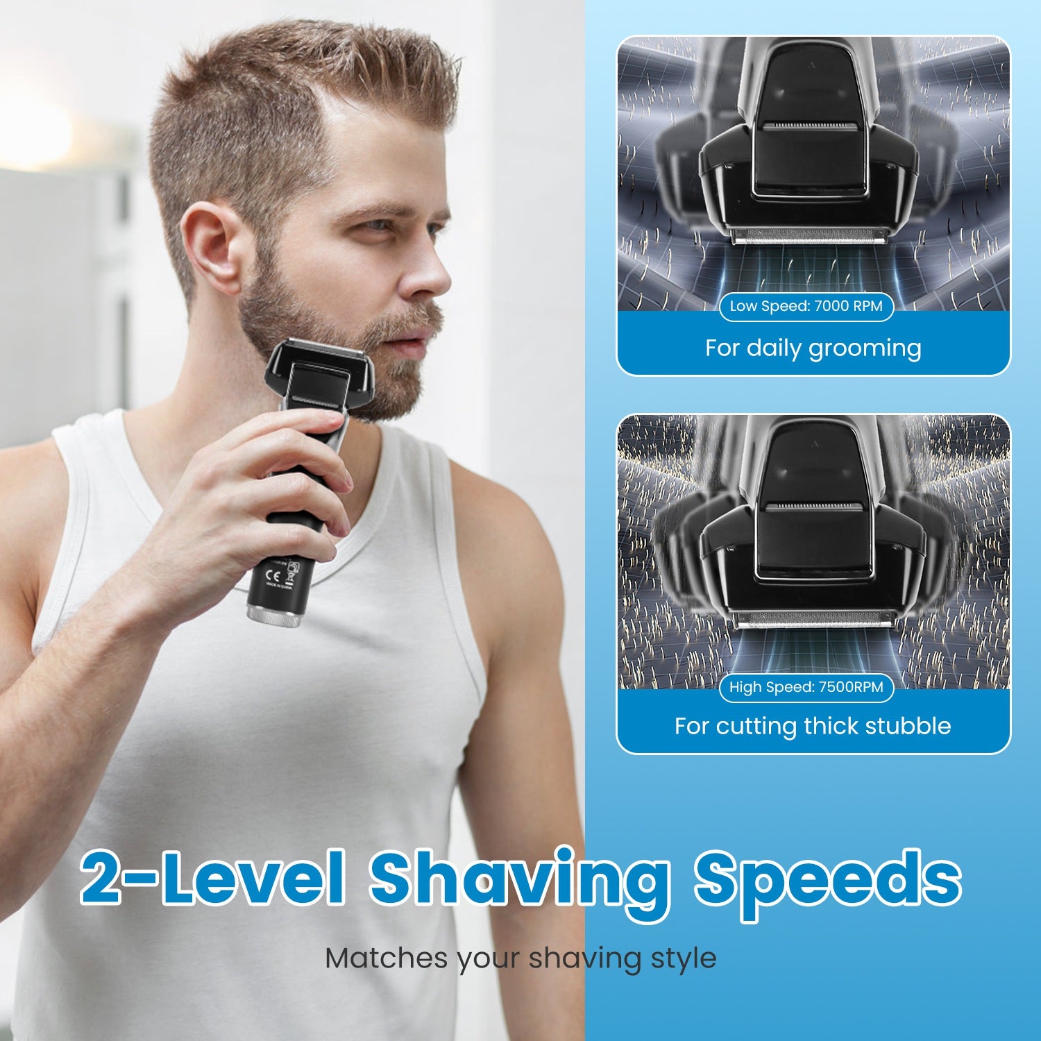 5 Blade Electric Foil Shaver Waterproof Beard Trimmer LED Display