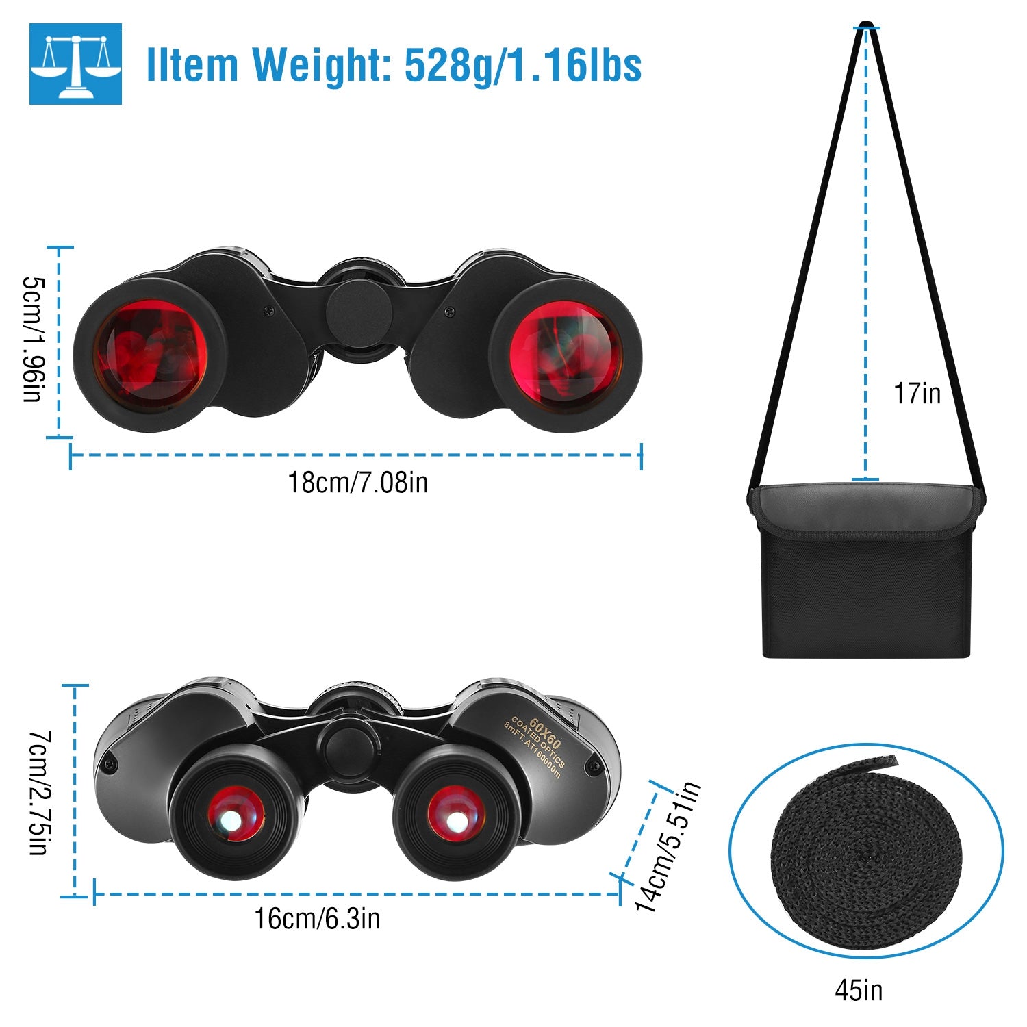 Portable HD Binoculars FMC Lens Night Vision Telescope