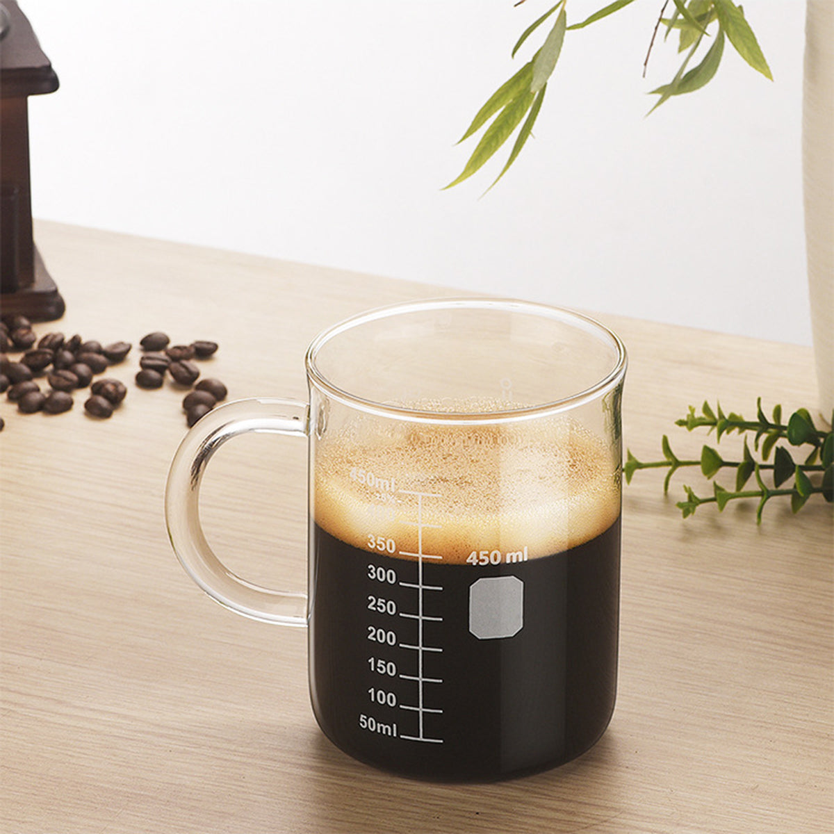 High Borosilicate Glass Coffee Cup with Scale Markings