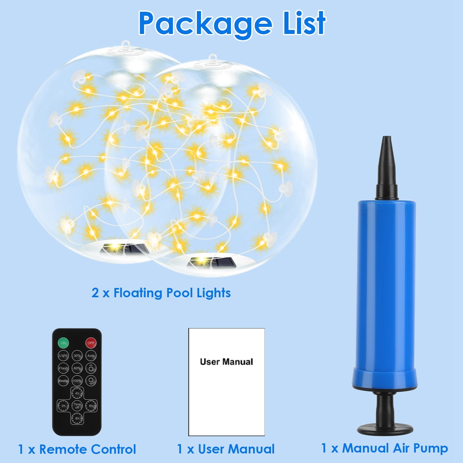 Floating Solar Pool Lights Remote Control Waterproof LED Balls