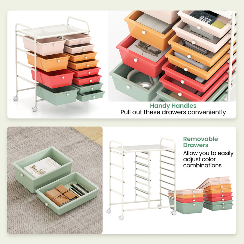 Multi-Use 12-Drawer Rolling Storage Cart Organizer with Wheels