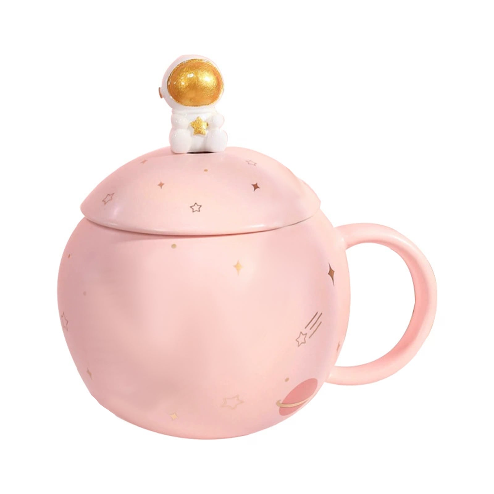 Pink Planet Ceramic Mug Cute Space Coffee Cup