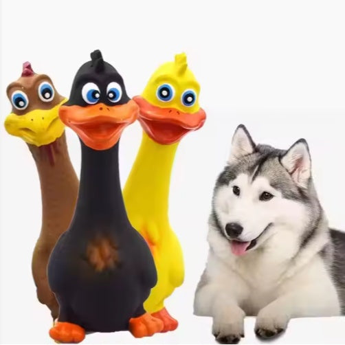 Interactive Latex Dog Chew Toy Cute Duck Squeaky Boredom Buster