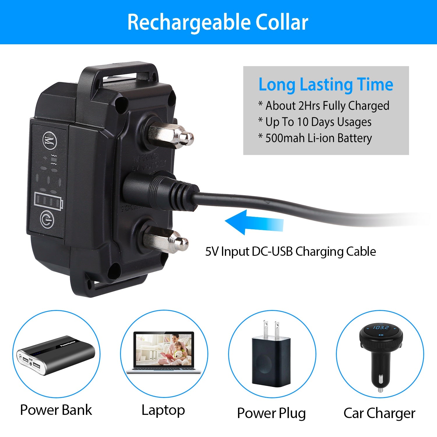 Rechargeable Dog Bark Collar with Waterproof Beep & Vibration Modes