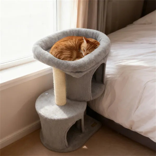Compact Multi Level Cat Tree with Condos and Sisal Scratching Posts