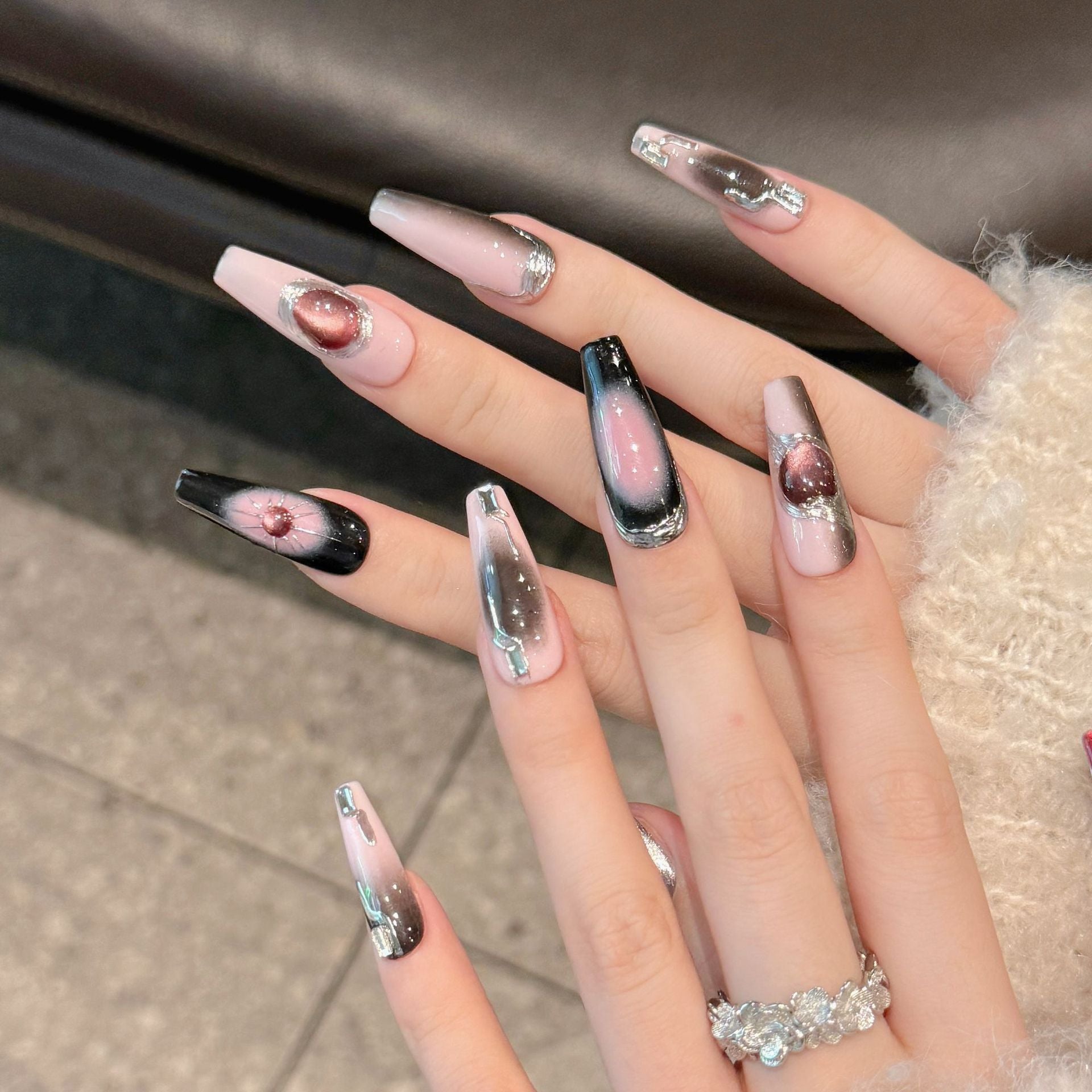 Y2K Black Cool Hot Girl Press On Nail Tips