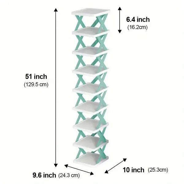 9 Layer Narrow Shoe Rack Space Saving Vertical Organizer Shelf