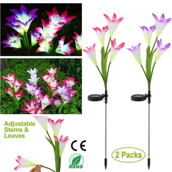 Elegant Solar Lily Flower Lights Outdoor Waterproof LED Garden