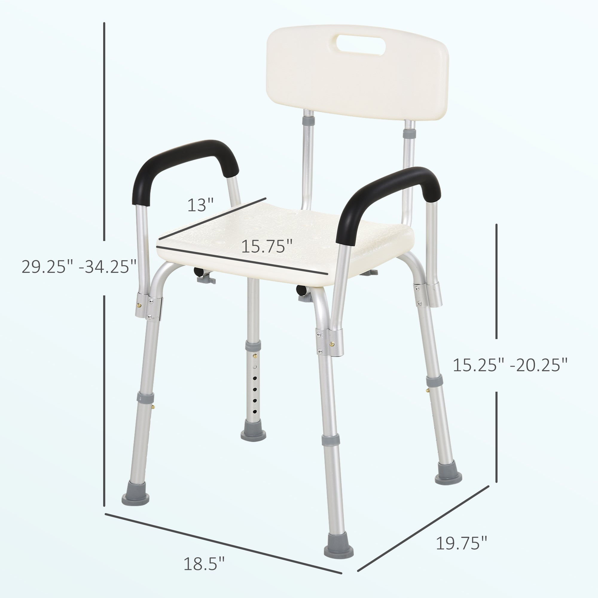 Adjustable Shower Chair with Armrests Medical Bath Bench for Seniors