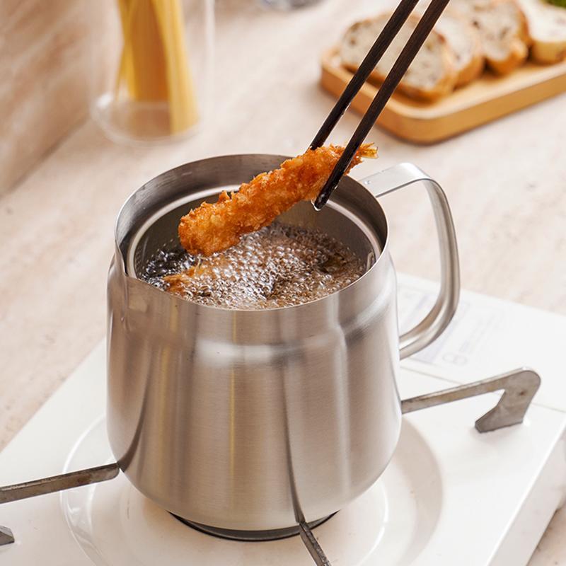 304 Stainless Steel Oil Filter Pot with Strainer Basket