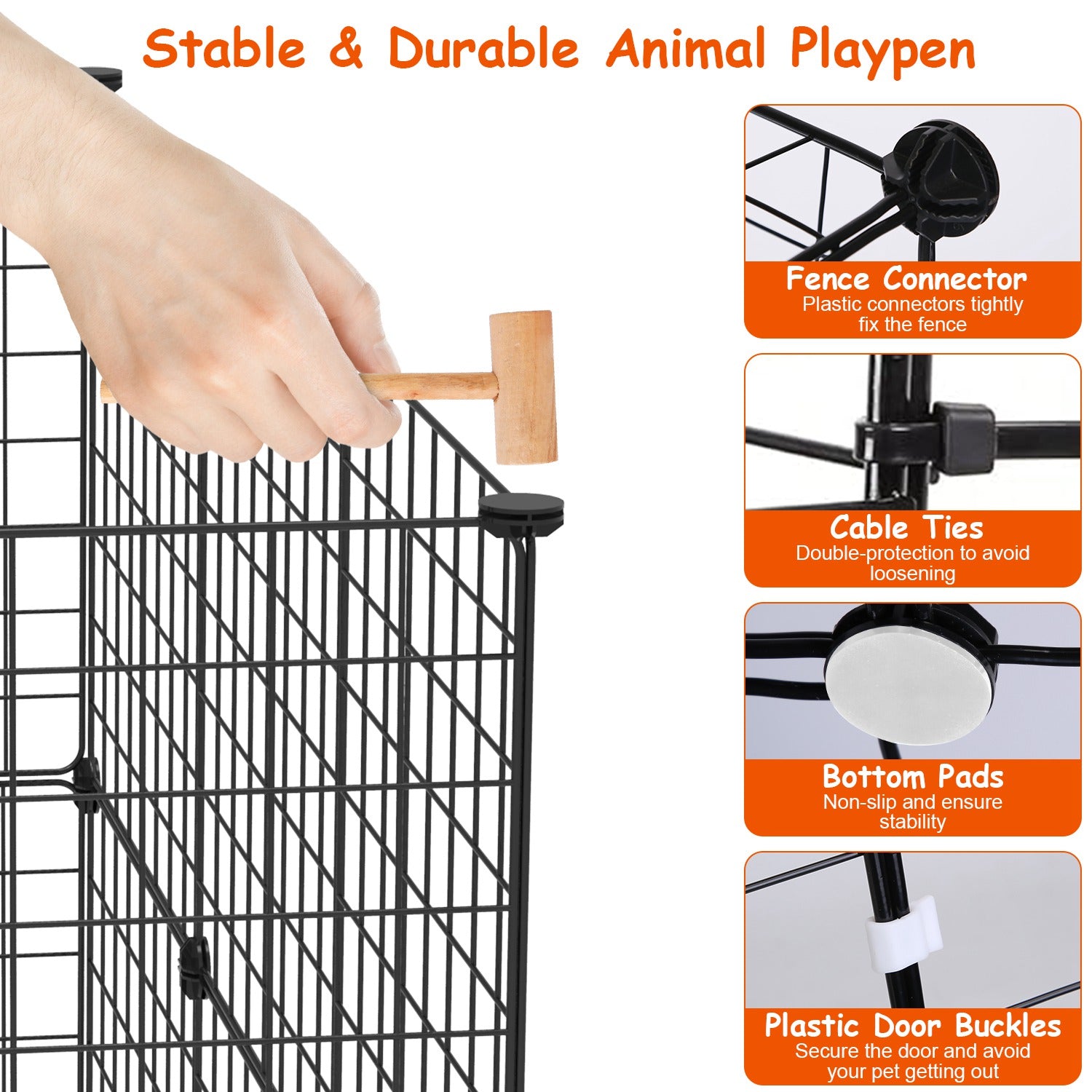 Small Animal Playpen Metal Fence with Door for Indoor Outdoor