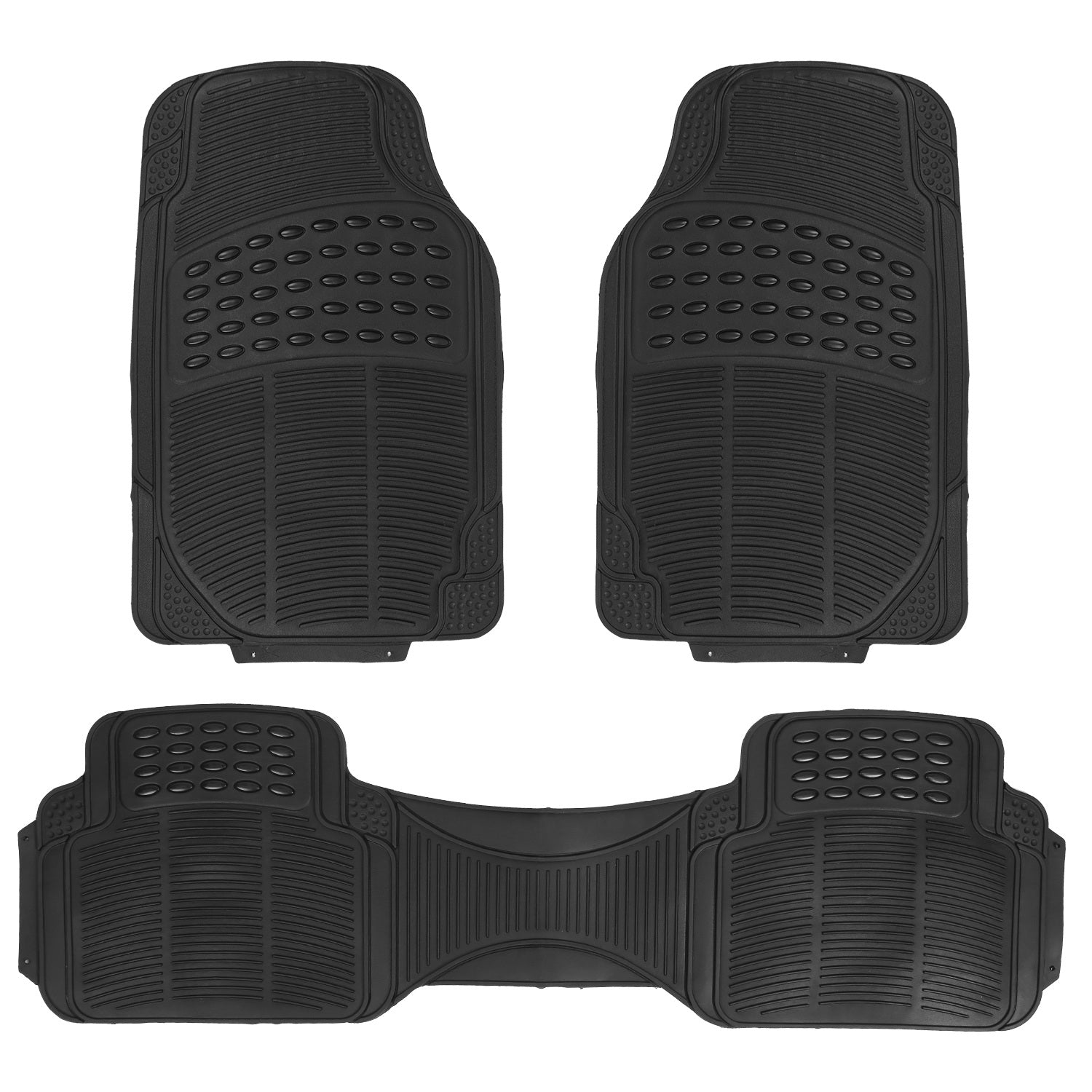 3PCS Heavy Duty Car Floor Mats PVC Trim-to-Fit Anti-Slip Set