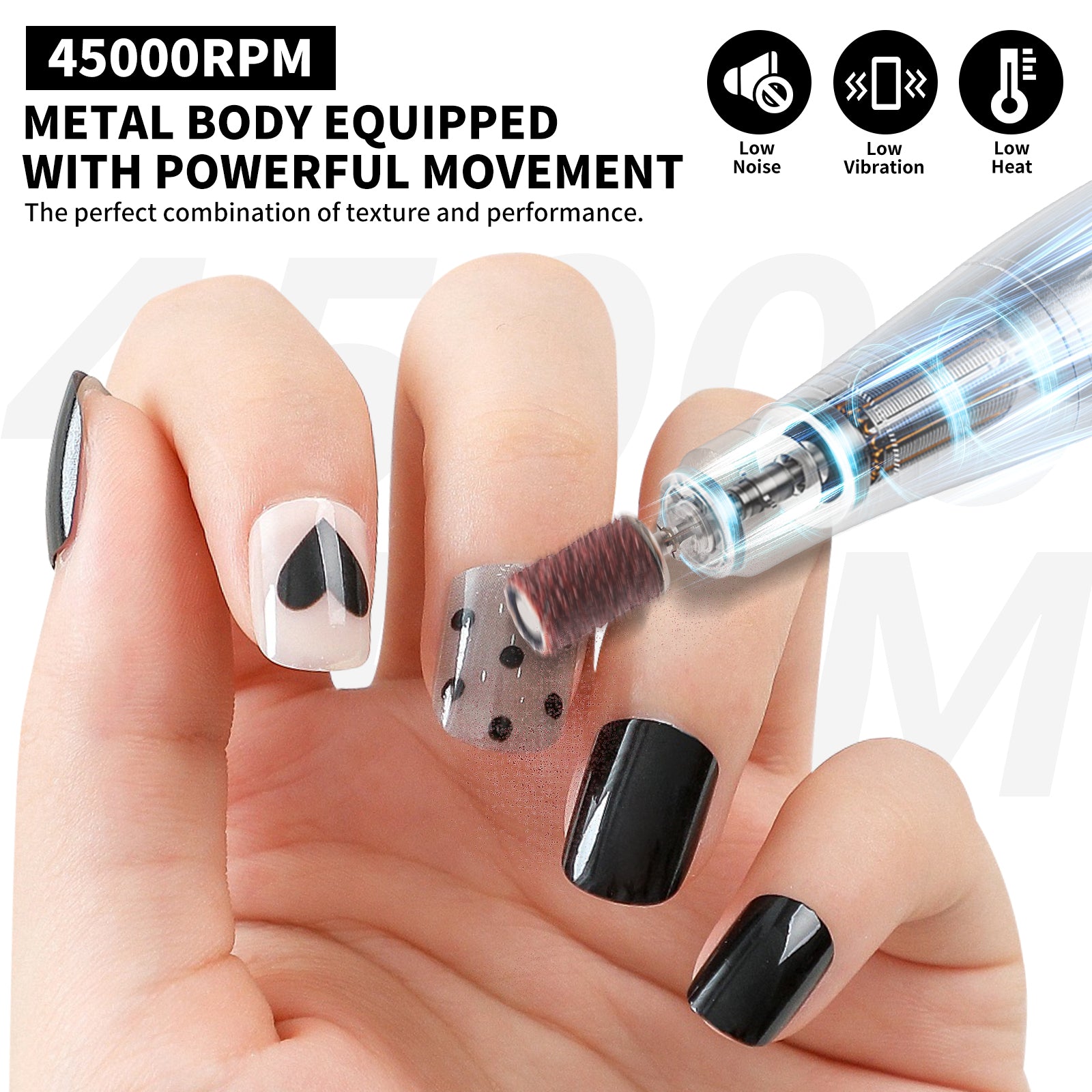45000RPM Professional Electric Nail Drill Machine for Acrylic Nails